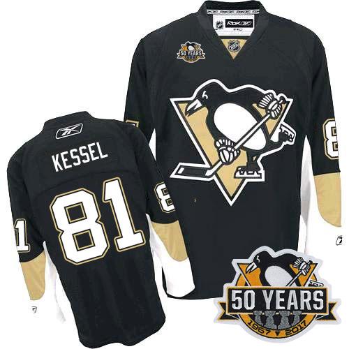 Penguins #81 Phil Kessel Black Home 50th Anniversary Stitched NHL Jersey - Click Image to Close